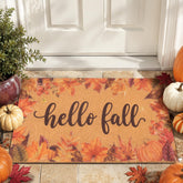 Fttoyoly Hello Fall Pumpkin Door Mat front view with vibrant autumn design