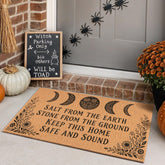 Fttoyoly Witchy Halloween Door Mat front view with mystical design