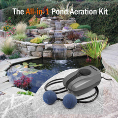 FUMAK Pond Aerator with air filter pads displayed