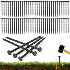 FunFanso 100 PCS landscape edging stakes black colour front view