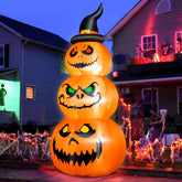 FunFanso 6 FT Halloween Inflatable Pumpkins with witch's hat front view