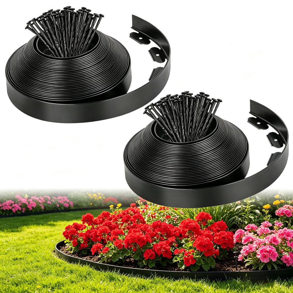 FunFanso 66FT Landscape Edging Border in black, front view