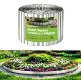 FunFanso Corrugated Garden Edging 6IN x 40FT silver metal border front view