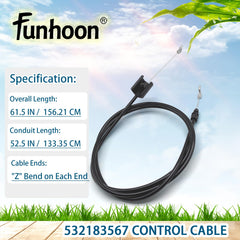 Funhoon control cable with Z bend ends