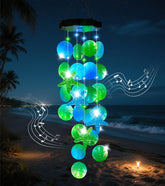 FUNIAO solar wind chime front view with natural shells