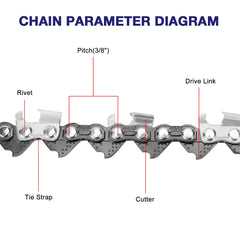 FUNKYWOO Chainsaw Chain showing drive links