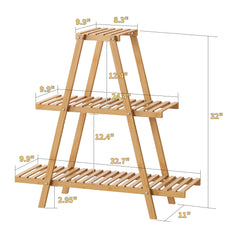 Furshus Bamboo Plant Stand side view with flowers