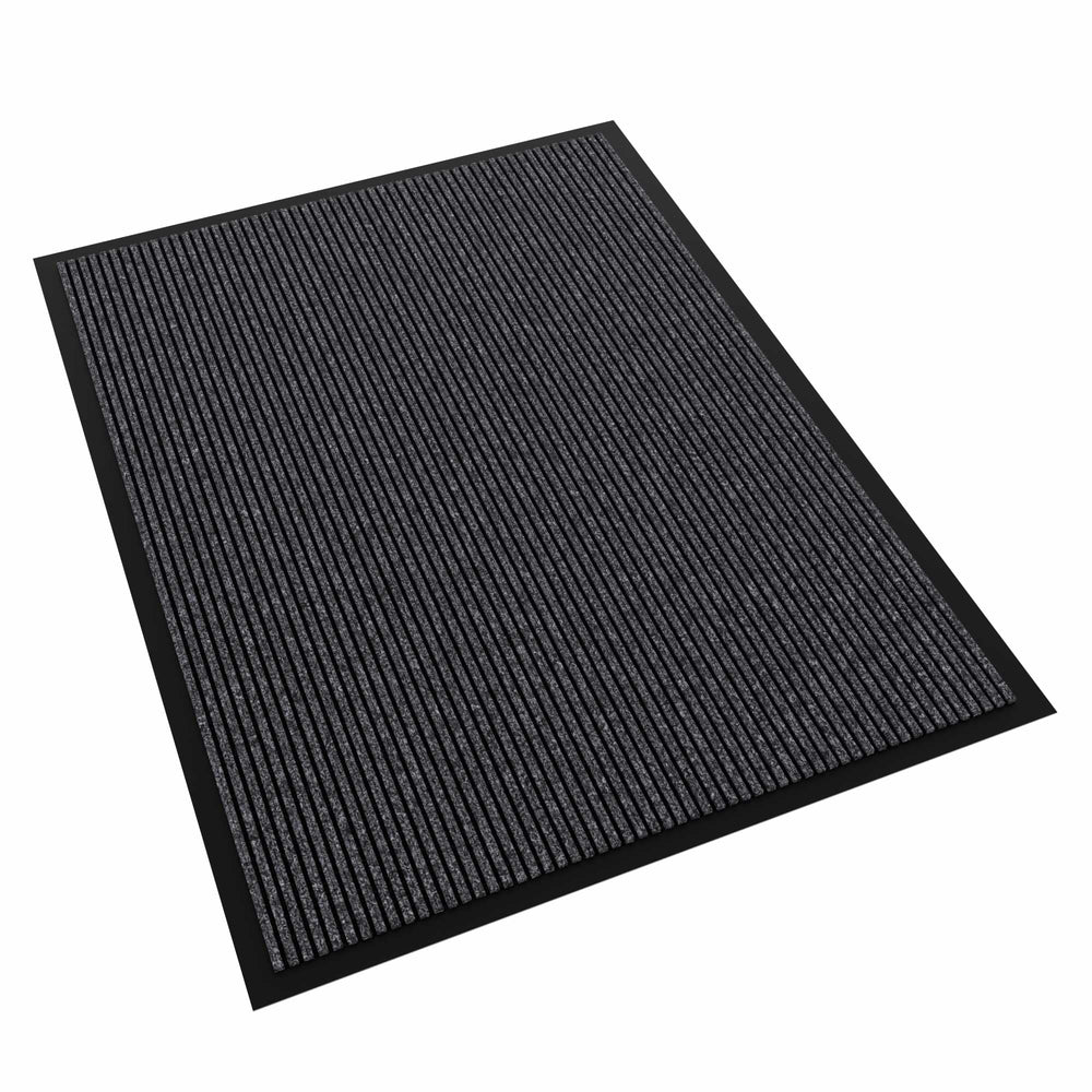 Futurwit Heavy Duty Doormat front view, gray stripe design