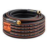 FXFOUCS 50ft heavy-duty garden hose, black color front view
