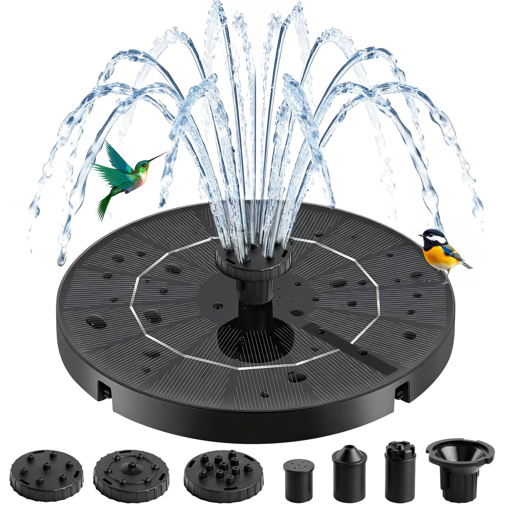 FYDGTPI solar fountain front view with solar panel