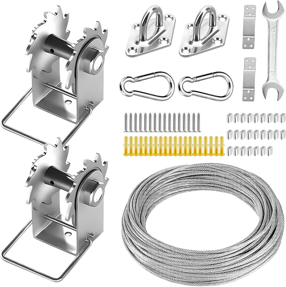 FZENeast Shade Sail Hardware Kit components including winches and ropes