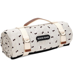 G GOOD GAIN Extra Large Picnic Blanket front view with brown flower design