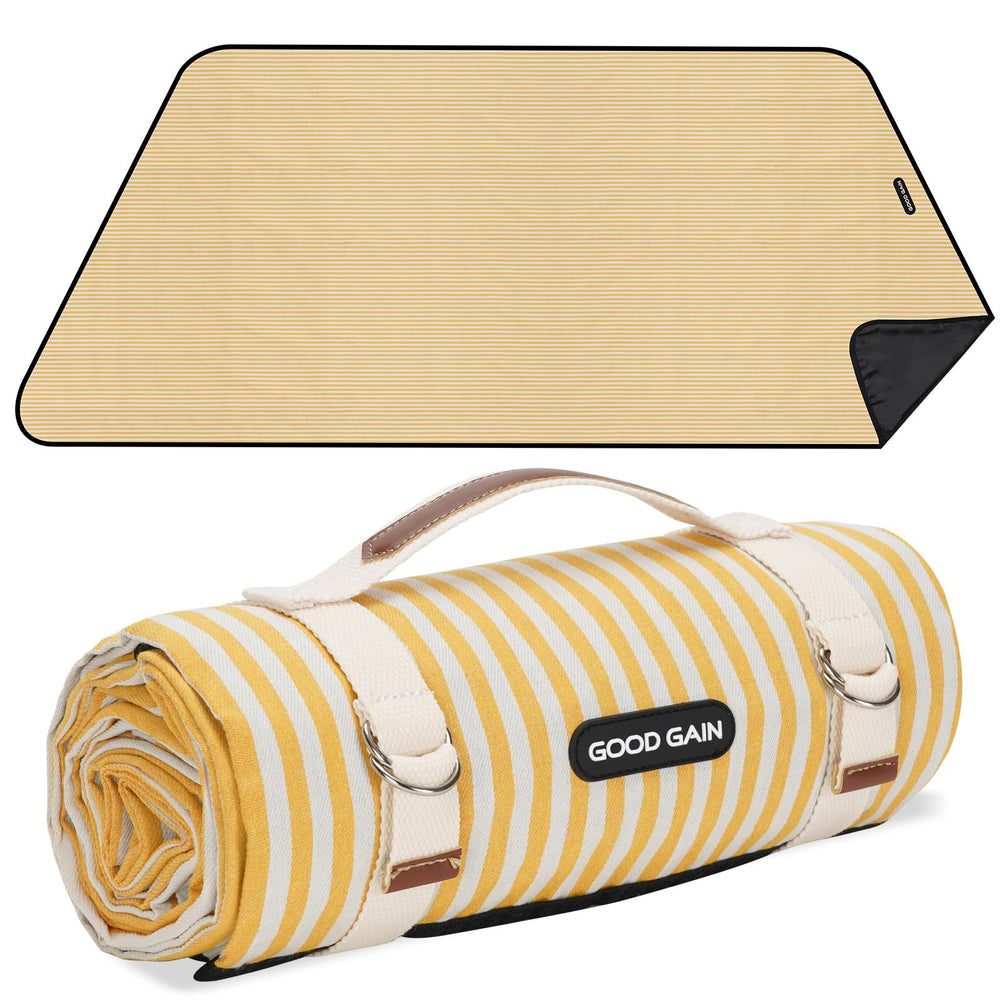 G GOOD GAIN Extra Large Yellow Picnic Blanket front view