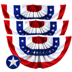 G128 USA Pleated Fan Flag pack of three 1.5x3 feet front view