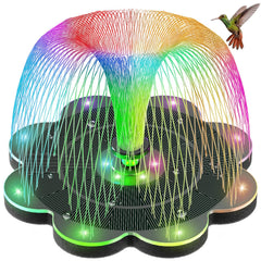 GAIZERL Solar Fountain with LED lights in garden setting