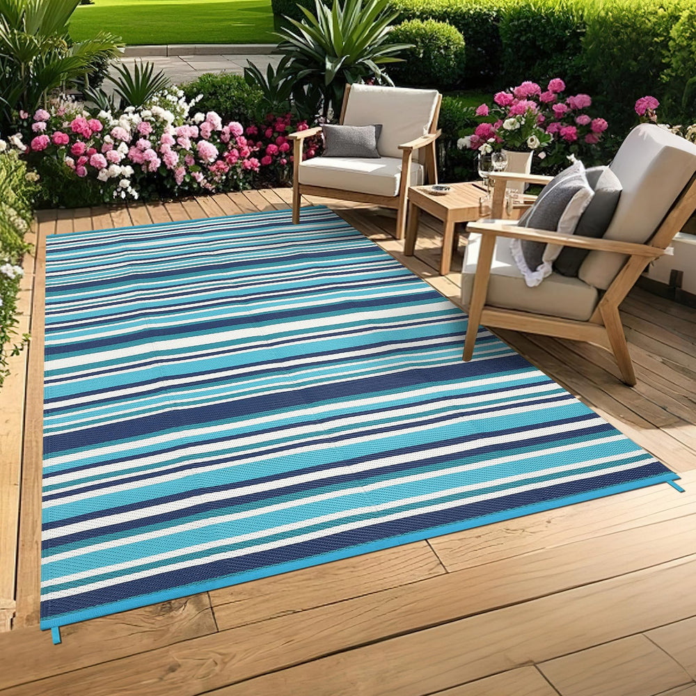 GAOMON 8x10 outdoor rug dark blue side view
