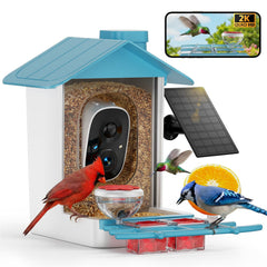 GAOYITK Bird Feeder with Camera front view in blue