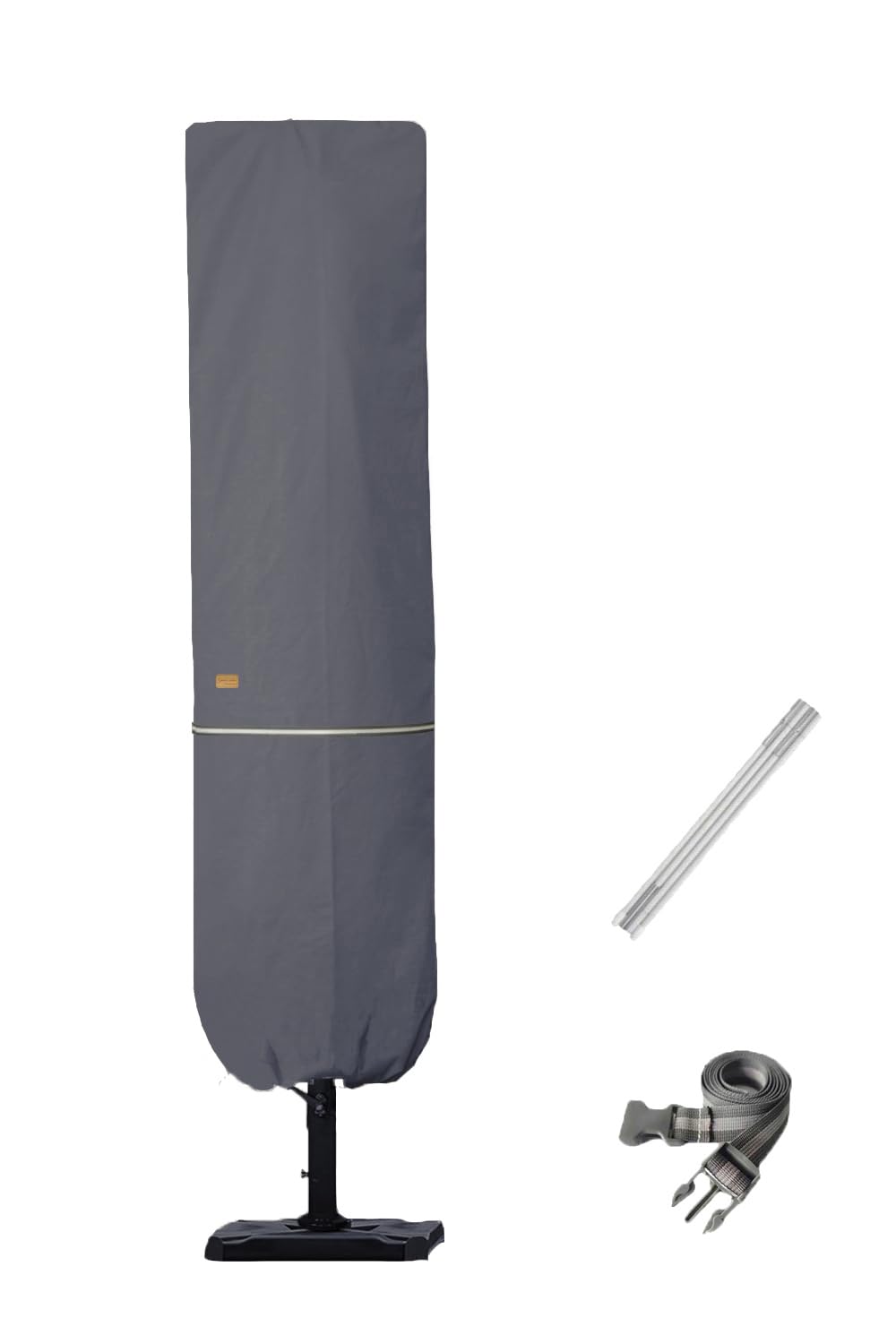 Garden Balsam patio umbrella cover dark grey front view