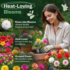 Garden display featuring vibrant SVI Moss Rose flowers