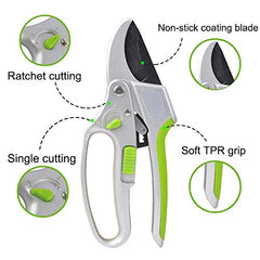 Garden Guru pruning shears with ergonomic grip in use