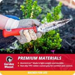 GARDEN WEASEL Multi-Use Transplanter Trowel close-up of handle