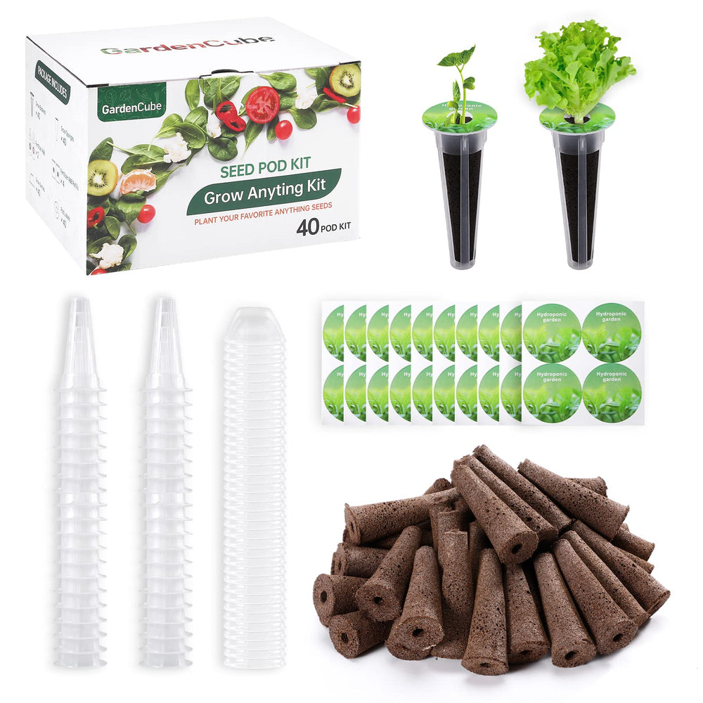 GARDENCUBE Hydroponics Pods Kit 160pcs front view with components
