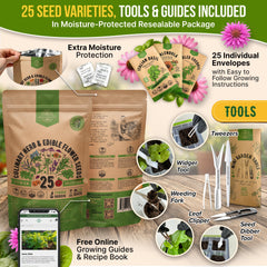 Gardening tools included in the seed variety pack