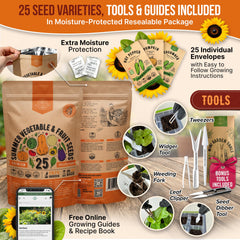 Gardening tools included in the seed variety pack