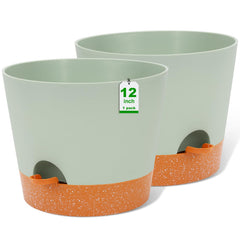 GARDIFE 12 inch green self-watering plant pot front view