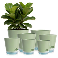 GARDIFE Self Watering Plant Pots set with 7 sizes in green