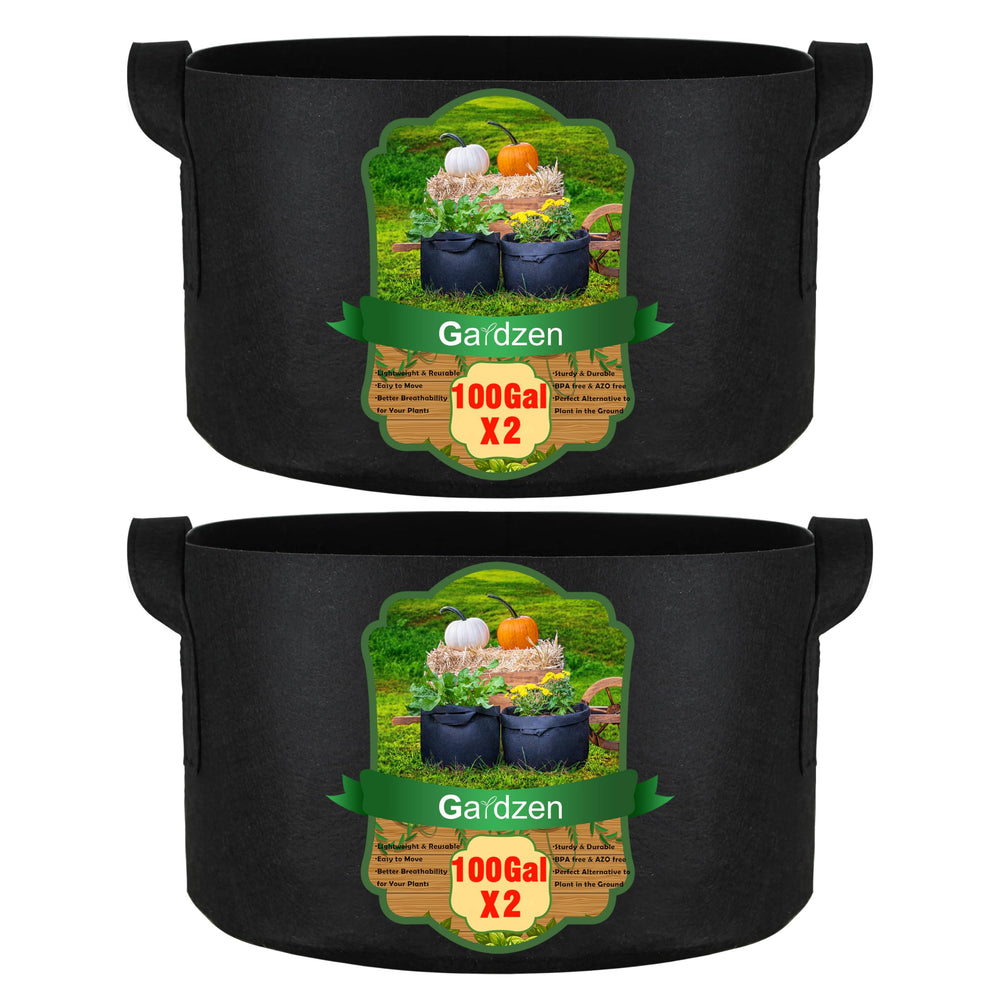 Gardzen 100 Gallon Grow Bag black front view