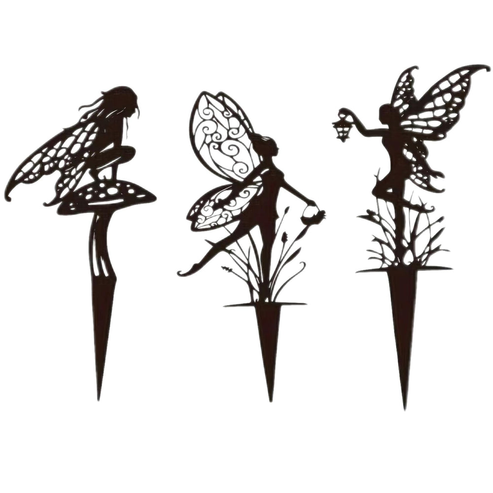 Garkup decorative garden stakes black fairy design front view