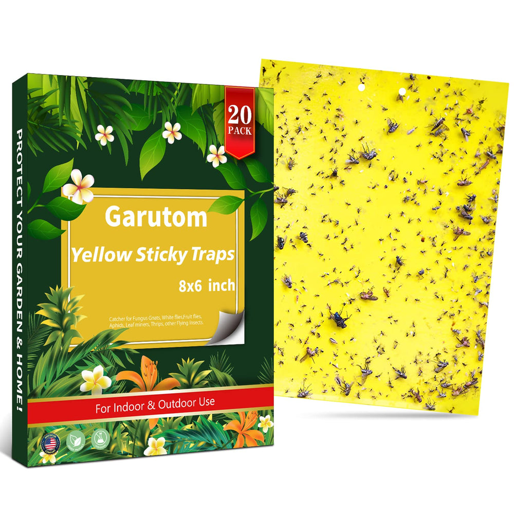 Garutom 20-Pack Yellow Sticky Traps, 6x8 inches front view
