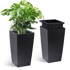 Garvee 16-inch black planter front view with water level monitor