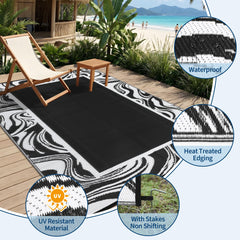 Garvee 6x9 Outdoor Rug with swirl border detail