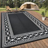 Garvee 8x10 outdoor patio rug in black and white pattern