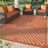 Garvee 8x10 reversible outdoor patio rug front view in orange and white