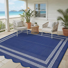 Garvee 8x10 rug scalloped edge geometric design close-up