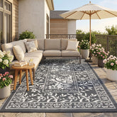 Garvee Outdoor Rug 5x8 grey model front view