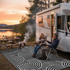 Garvee Outdoor Rug rolled up for easy transport