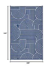 Garvee Reversible Rainbow Outdoor Rug 9x12 side view, with design pattern