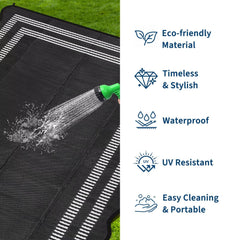 Garvee Waterproof Rug set up on a patio