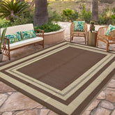 GarveeHome Outdoor Rug 9x12 Coffee/Beige Panel front view
