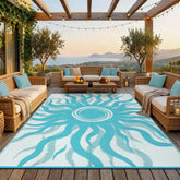 GarveeHome Outdoor Rug 9x12 light blue front view