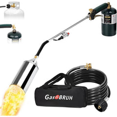 GasBRUH propane weed burner kit front view with torch and hose
