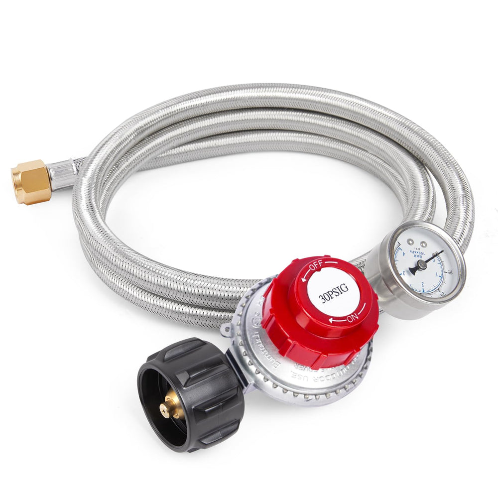 GASPRO 0-30 PSI propane regulator front view with gauge
