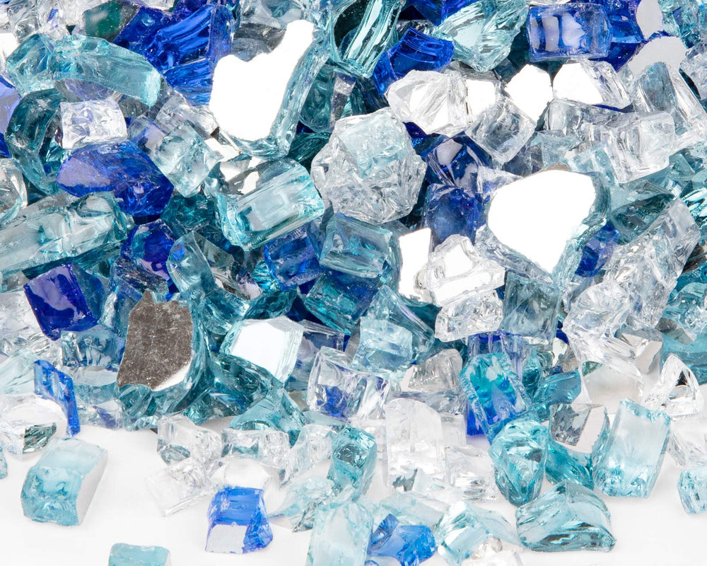 GASPRO 10 lbs fire glass mix in cobalt blue, Caribbean blue, and platinum