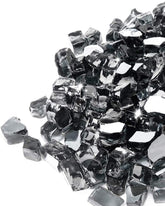 GASPRO Fire Glass 10 lbs reflective black glass rocks front view