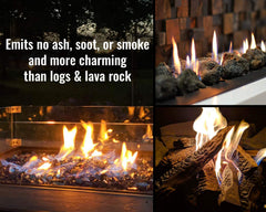 GASPRO Fire Glass in a fire pit with flames