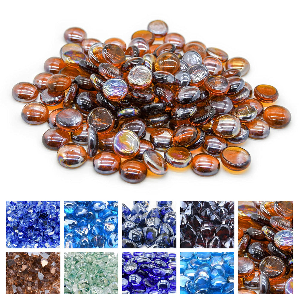 GasSaf 10 lb Amber Luster Fire Glass Beads front view